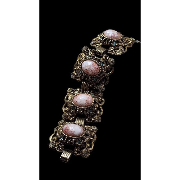 Vintage Mottled Glass Confetti Cab Bracelet (A2550) - Picture 2 of 6